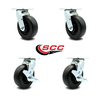 Service Caster 6 Inch Polyolefin Swivel Caster Set with Ball Bearings 2 Brakes SCC-30CS620-POB-2-TLB-2